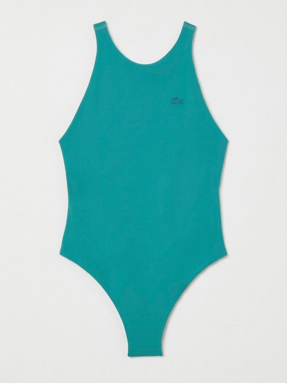 Lacoste Women’s Teal High-Cut One-Piece Recycled Polyamide Swimsuit